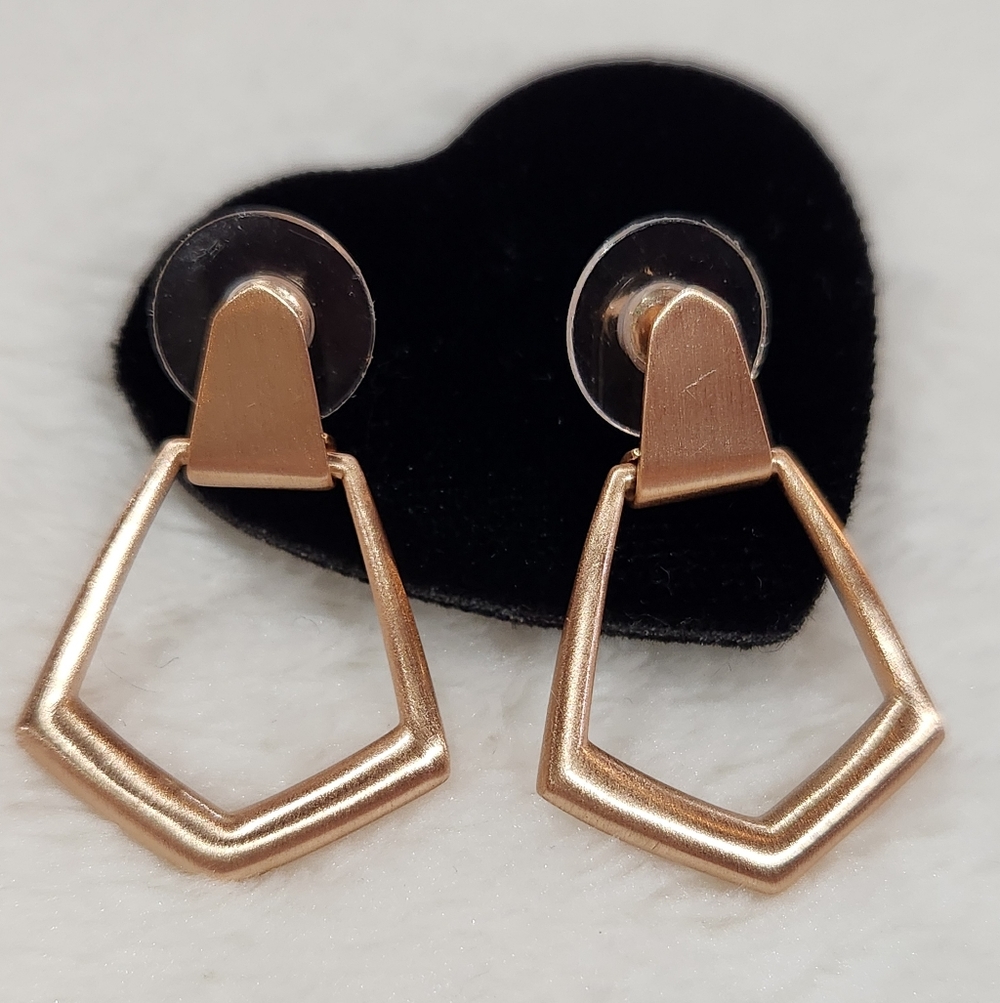 Kendra Scott Open Frame Brushed Golden Tone Earrings